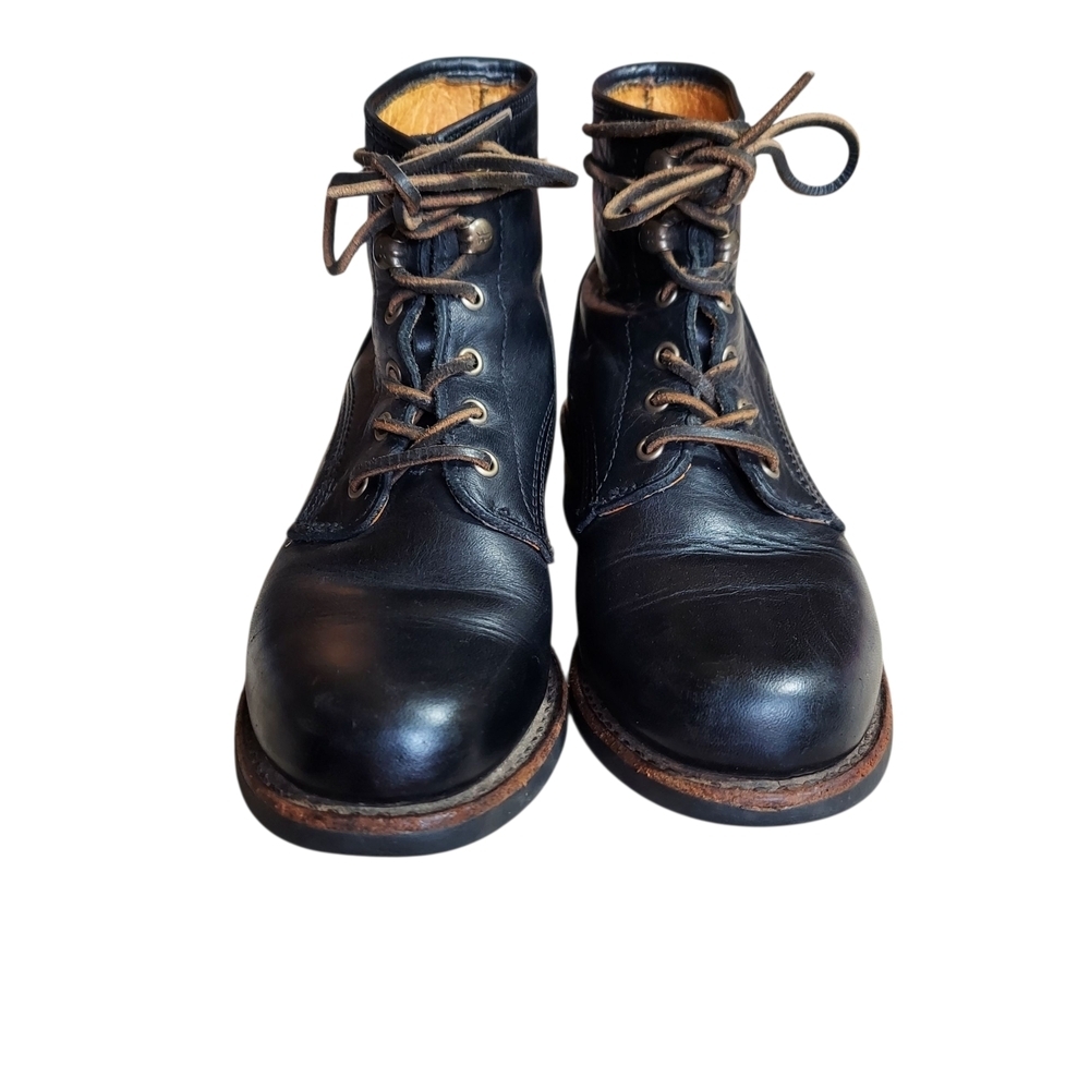Vintage 70s Frye Women's Black Leather Lace-up Ankle Boots USA Goodyear Welt - Picture 3 of 16